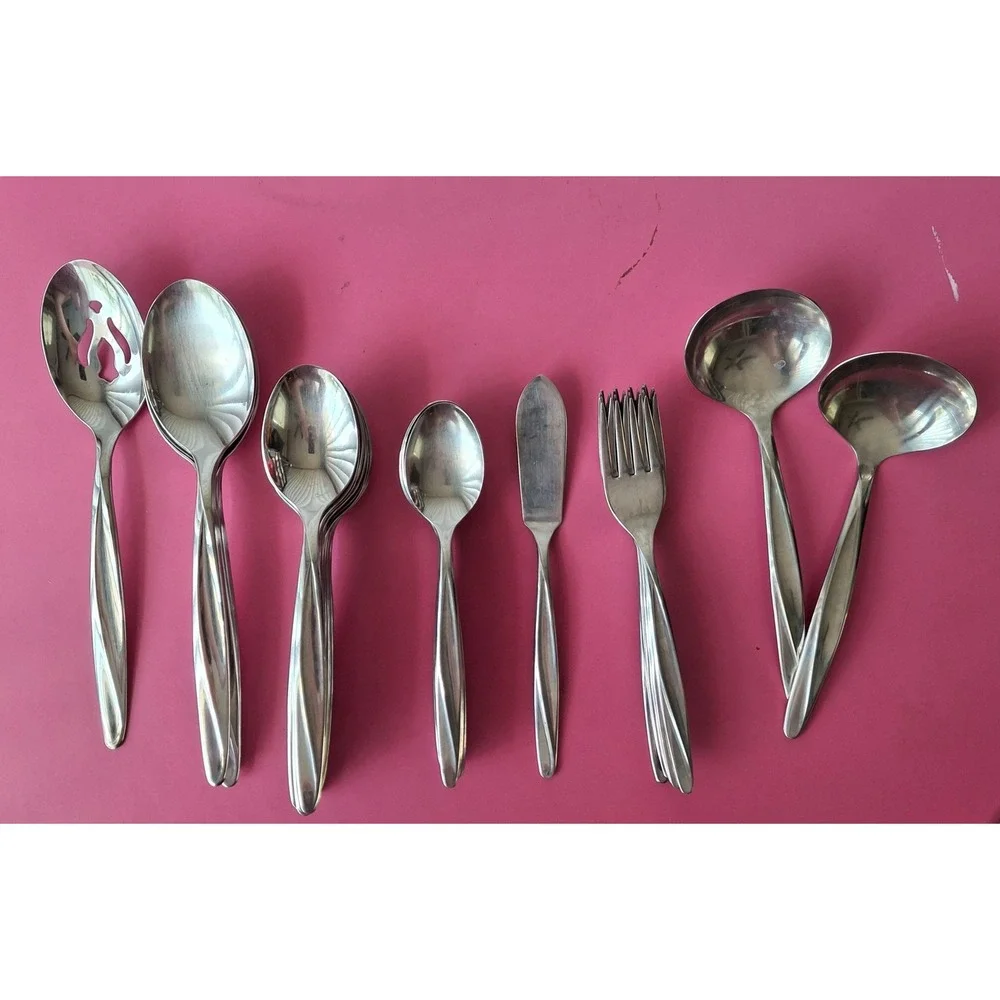 Vintage Insico Stainless Flatware Set Topic 40 pc MCM Silverware USA 1960s